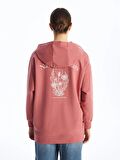 Kapüşonlu Baskılı Oversize Kadın Sweatshirt Tunik