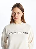Bisiklet Yaka Baskılı Uzun Kollu Kadın Sweatshirt Tunik