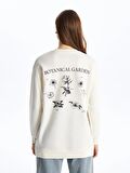 Bisiklet Yaka Baskılı Uzun Kollu Kadın Sweatshirt Tunik