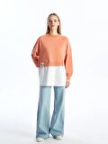 Bisiklet Yaka Düz Oversize Kadın Sweatshirt Tunik