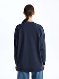 Bisiklet Yaka Baskılı Uzun Kollu Kadın Sweatshirt Tunik