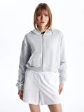 Kapüşonlu Oversize Kadın Fermuarlı Sweatshirt