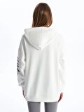 Baskılı Uzun Kollu Oversize Kadın Hoodie