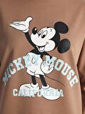 Bisiklet Yaka Mickey Mouse Baskılı Kadın Sweatshirt Tunik