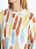 Bisiklet Yaka Desenli Kadın Sweatshirt Tunik