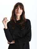 Bisiklet Yaka Düz Uzun Kollu Kadın Sweatshirt Tunik