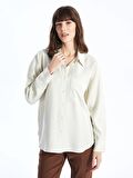 Düz Uzun Kollu Oversize Poplin Kadın Gömlek