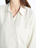 Düz Uzun Kollu Oversize Poplin Kadın Gömlek