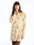 Çiçekli Uzun Kollu Oversize Kadın Gömlek Tunik