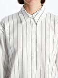 Çizgili Oversize Kadın Gömlek Tunik