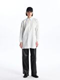 Çizgili Oversize Kadın Gömlek Tunik