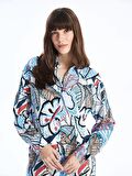 Desenli Uzun Kollu Oversize Kadın Gömlek Tunik