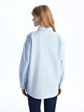 Düz Uzun Kollu Oversize Poplin Kadın Gömlek