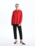 Düz Uzun Kollu Oversize Poplin Kadın Gömlek