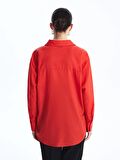 Düz Uzun Kollu Oversize Poplin Kadın Gömlek