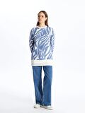 Bisiklet Yaka Desenli Kadın Sweatshirt Tunik