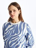 Bisiklet Yaka Desenli Kadın Sweatshirt Tunik