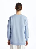Bisiklet Yaka Baskılı Uzun Kollu Kadın Sweatshirt Tunik
