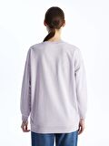 Bisiklet Yaka Nakışlı Uzun Kollu Kadın Sweatshirt Tunik