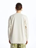 Bisiklet Yaka Nakışlı Uzun Kollu Kadın Sweatshirt Tunik