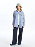 Çizgili Oversize Kadın Gömlek Tunik