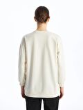 Bisiklet Yaka Baskılı Kadın Sweatshirt Tunik