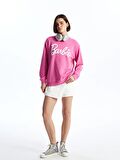 Bisiklet Yaka Barbie Baskılı Uzun Kollu Kadın Sweatshirt