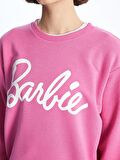 Bisiklet Yaka Barbie Baskılı Uzun Kollu Kadın Sweatshirt