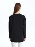 Bisiklet Yaka Baskılı Uzun Kollu Kadın Sweatshirt Tunik