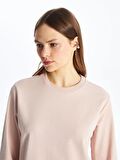Bisiklet Yaka Düz Uzun Kollu Kadın Sweatshirt Tunik