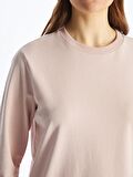 Bisiklet Yaka Düz Uzun Kollu Kadın Sweatshirt Tunik