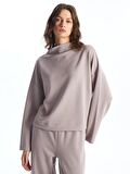 Dik Yaka Oversize Kadın Sweatshirt