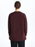 Bisiklet Yaka Baskılı Oversize Kadın Sweatshirt Tunik