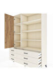 Hyperion Dolap 8 Raflı 6 Çekmeceli Tek Kapaklı  132x44x195 Aytaşı-Çam/Aytaşı