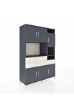 Hyperion Dolap 10 Raflı 3 Çekmeceli 6 Kapaklı 132x44x195 Antrasit-Antrasit/Aytaşı