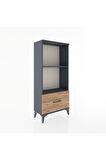 Hyperion Dolap 2 Raflı Tek Çekmeceli 60x44x134 Antrasit-Çam