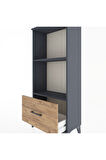 Hyperion Dolap 2 Raflı Tek Çekmeceli 60x44x134 Antrasit-Çam