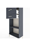 Hyperion Dolap Tek Raflı 2 Çekmeceli 60x44x134 Antrasit-Antrasit