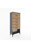 Hyperion Dolap 5 Çekmeceli 60x44x134 Antrasit-Çam