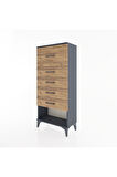 Hyperion Dolap 5 Çekmeceli 60x44x134 Antrasit-Çam
