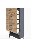 Hyperion Dolap 5 Çekmeceli 60x44x134 Antrasit-Çam