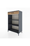 Hyperion Dolap 2 Raflı Tek Çekmeceli 88x44x134 Antrasit-Çam