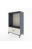 Hyperion Dolap Tek Raflı Tek Çekmeceli Tek Askılı 88x44x134 Antrasit-Aytaşı