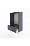 Hyperion Dolap Tek Raflı Tek Çekmeceli Tek Askılı 88x44x134 Antrasit-Antrasit