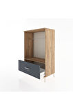 Hyperion Dolap Tek Raflı Tek Çekmeceli Tek Askılı 88x44x134 Çam-Antrasit