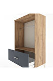 Hyperion Dolap Tek Raflı Tek Çekmeceli Tek Askılı 88x44x134 Çam-Antrasit