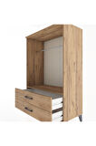 Hyperion Dolap Tek Raflı 2 Çekmeceli Tek Askılı 88x44x134 Çam-Çam