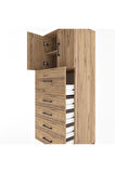 Hyperion Dolap 2 Raflı 5 Çekmeceli 2 Kapaklı 60x44x163 Çam-Çam