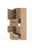 Hyperion Dolap 3 Raflı 2 Çekmeceli 4 Kapaklı 60x44x163 Çam-Çam