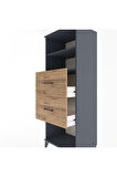 Hyperion Dolap 2 Raflı 2 Çekmeceli 60x44x163 Antrasit-Çam